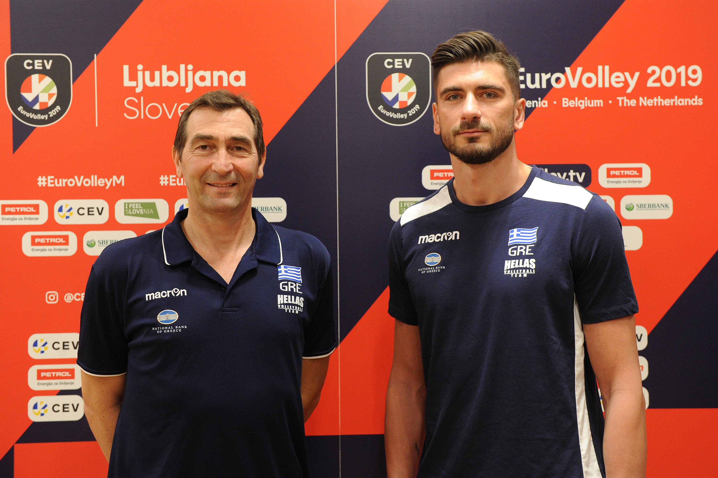 Dimitrios Andreopoulos and Georgios Petreas coach and captain of Greece